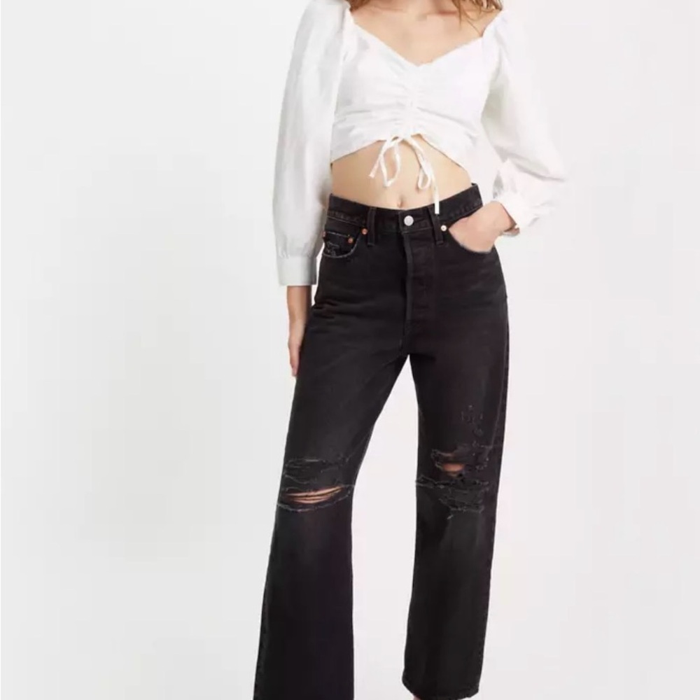 NWT Levi's Ribcage Straight Ankle Women's Jeans Black Sz 28X29